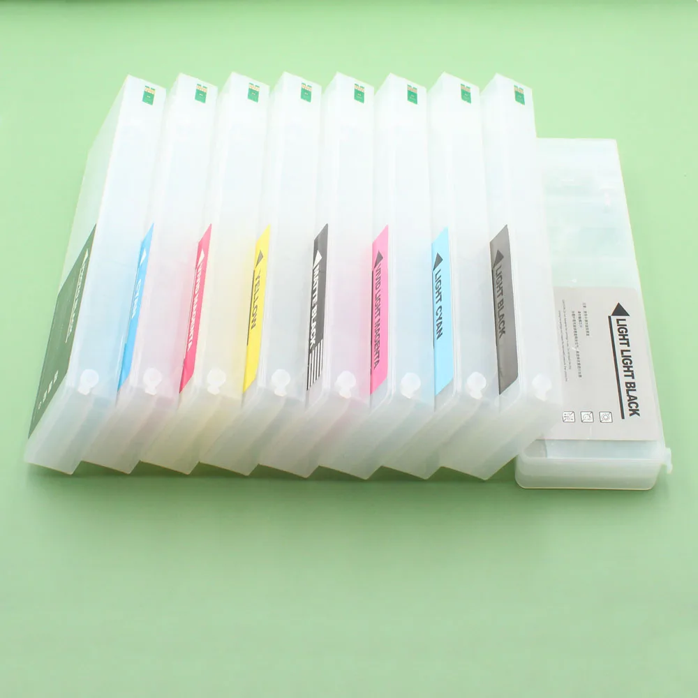 

700ml 9pcs/set Empty Refillable Ink Cartridge With One Time Chip For Epson SureColor P6000 P7000 P8000 P9000 Printer T8041-T8049