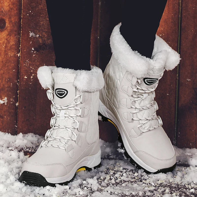 Winter Women's Snow Boots Warm Thick Waterproof Sneaker High-top Cotton Thick Soles Walking Shoes