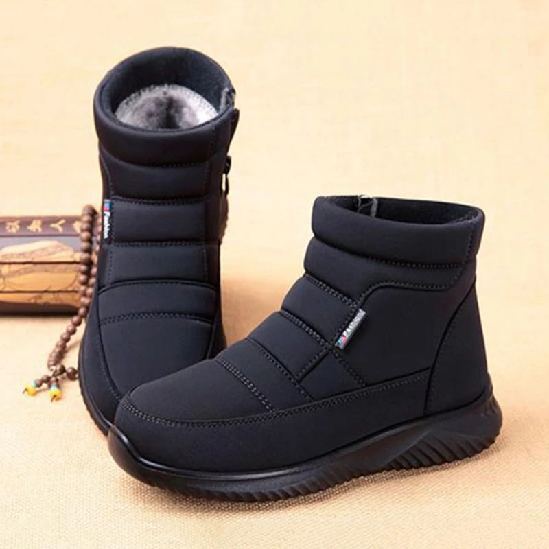 Ботинки женские зимние однотонные туфли женская обувь на молнии мягкие высокие