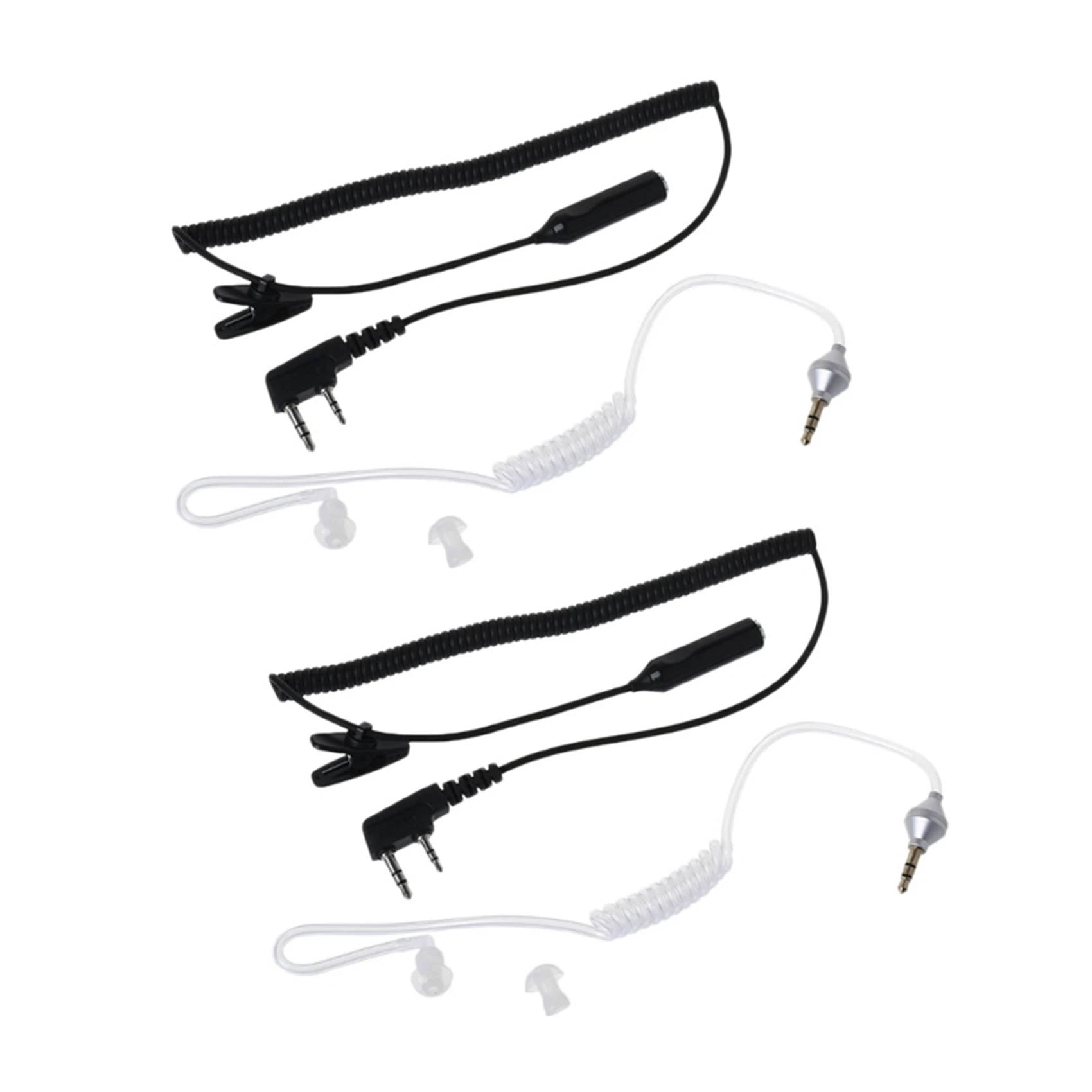 

2X 2-Pin PTT Mic Headset to 3.5mm Air Acoustic Tube Earpiece for Baofeng UV-5R 888S