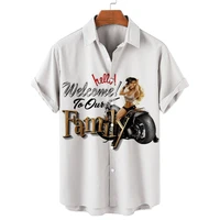 shirts for men 3d vintage fashion violin rocker printed rockabilly hawaiian shirt short sleeve top homme harajuku ropa hombre
