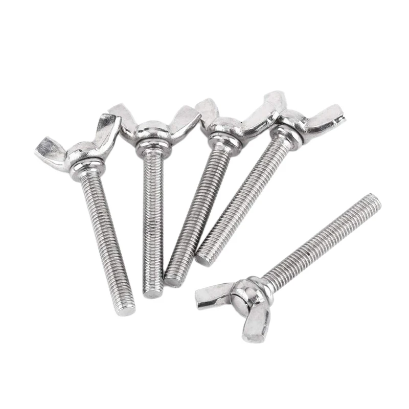 

New-5 Pcs M5 Butterfly Wing Hand Screws Bolts 304 Stainless Steel Fastener Assortment Set, Full Thread (M5x40mm)