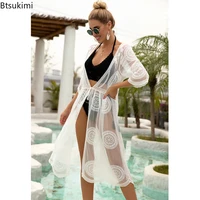 2022summer women beach dresses lace design swimsuit cardigan for summer blouse floral long cardigan woman sundress cover ups