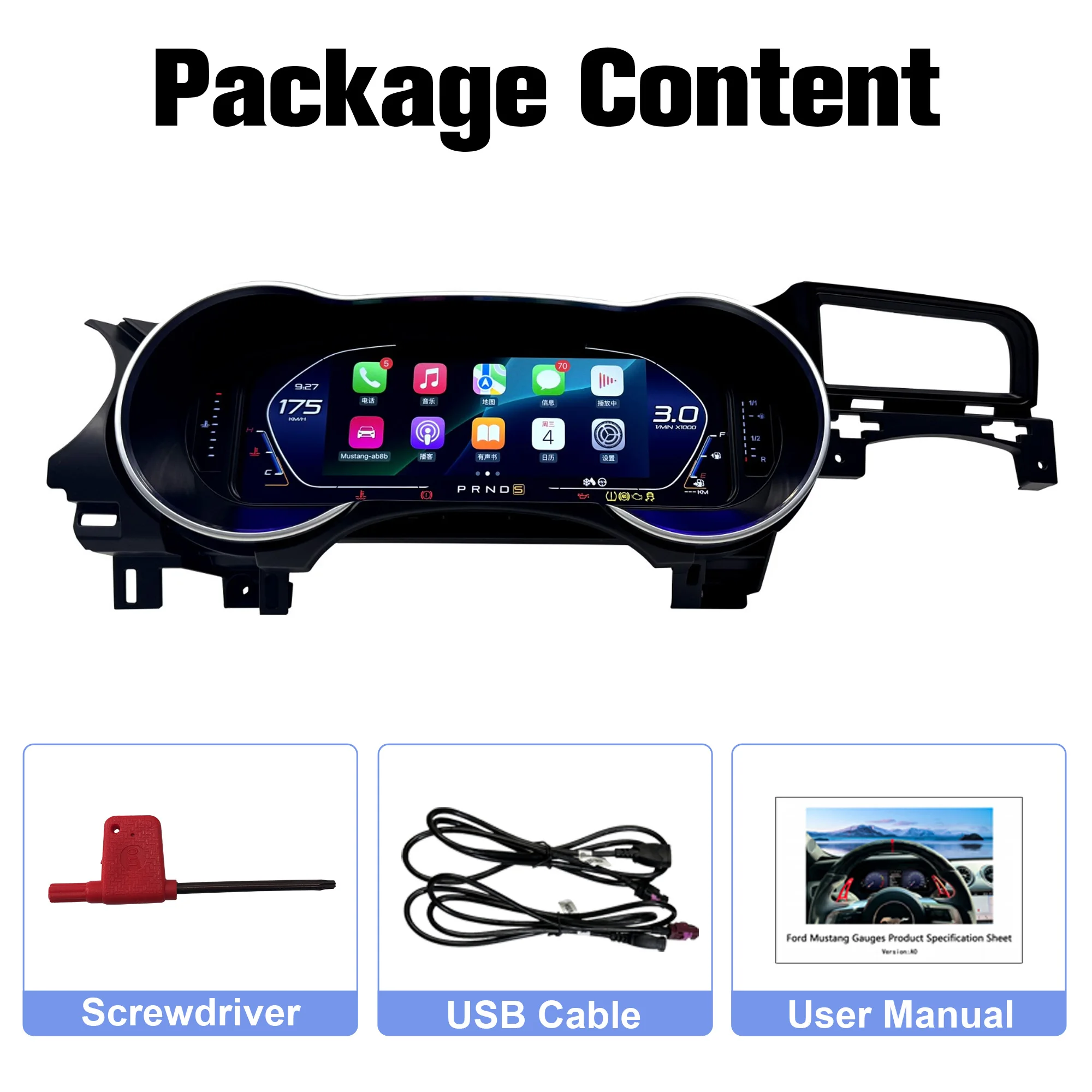 

Цифровая приборная панель для Ford Mustang 2015-2021, спидометр, приборная панель, HD-экран 12,3 дюйма