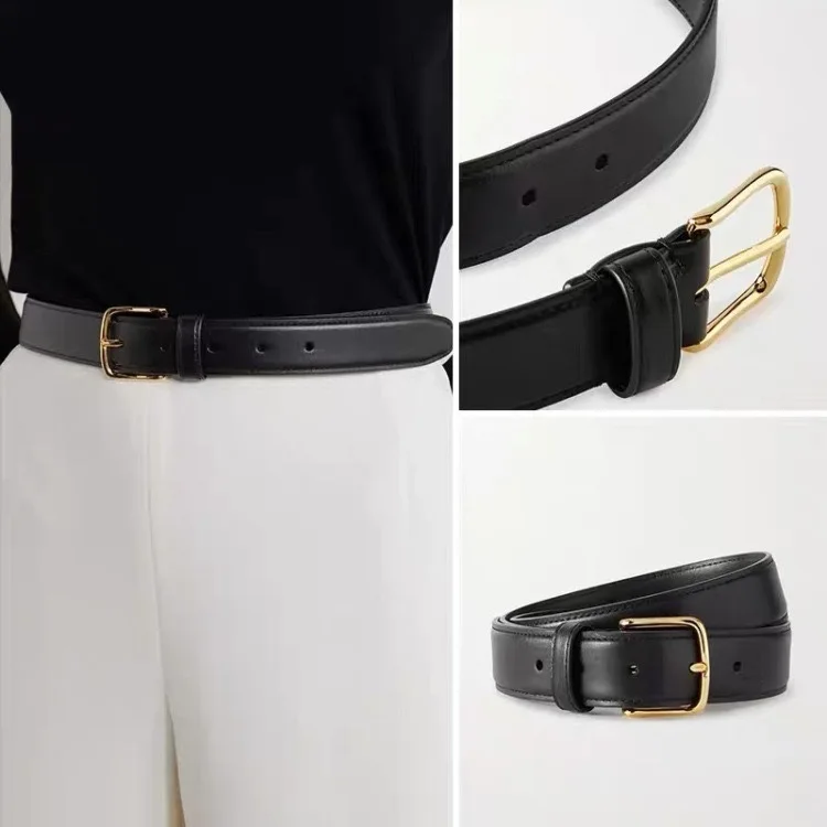 2022 New Women's Black Leather Belts Adjustable Length Fashion Ladies Vintage All-Match Belt