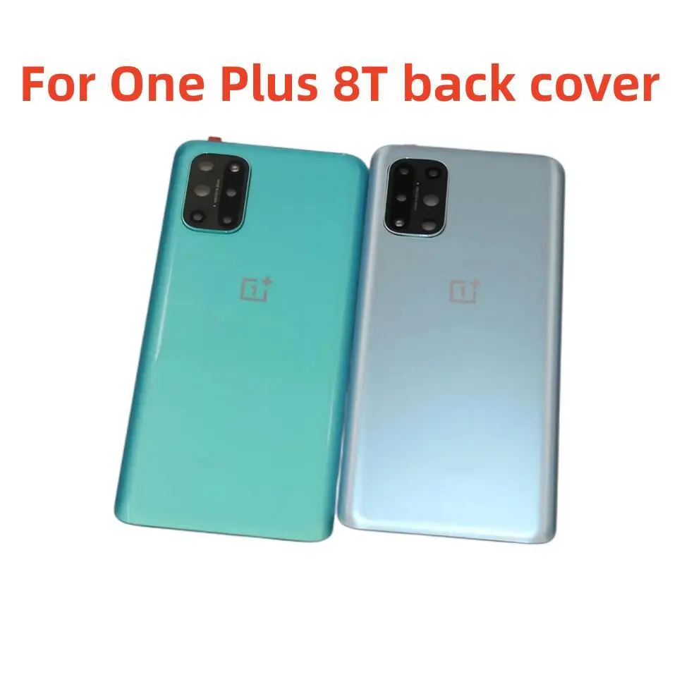 

Новое защитное стекло для OnePlus 8 T, крышка аккумулятора, задняя крышка корпуса One plus 8 t 1 + 8 T, Замена задней крышки + камера