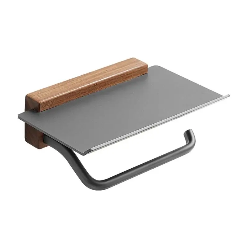 

Tissue Roll Holder Wall Mount Bathroom Paper Holder With Phone Shelf Paper Storage Holder For Washroom Multifunctional Toilet