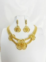 dubai jewelry set three piece women wear party wedding anniversary fashionable gold plating luxurious and elegant
