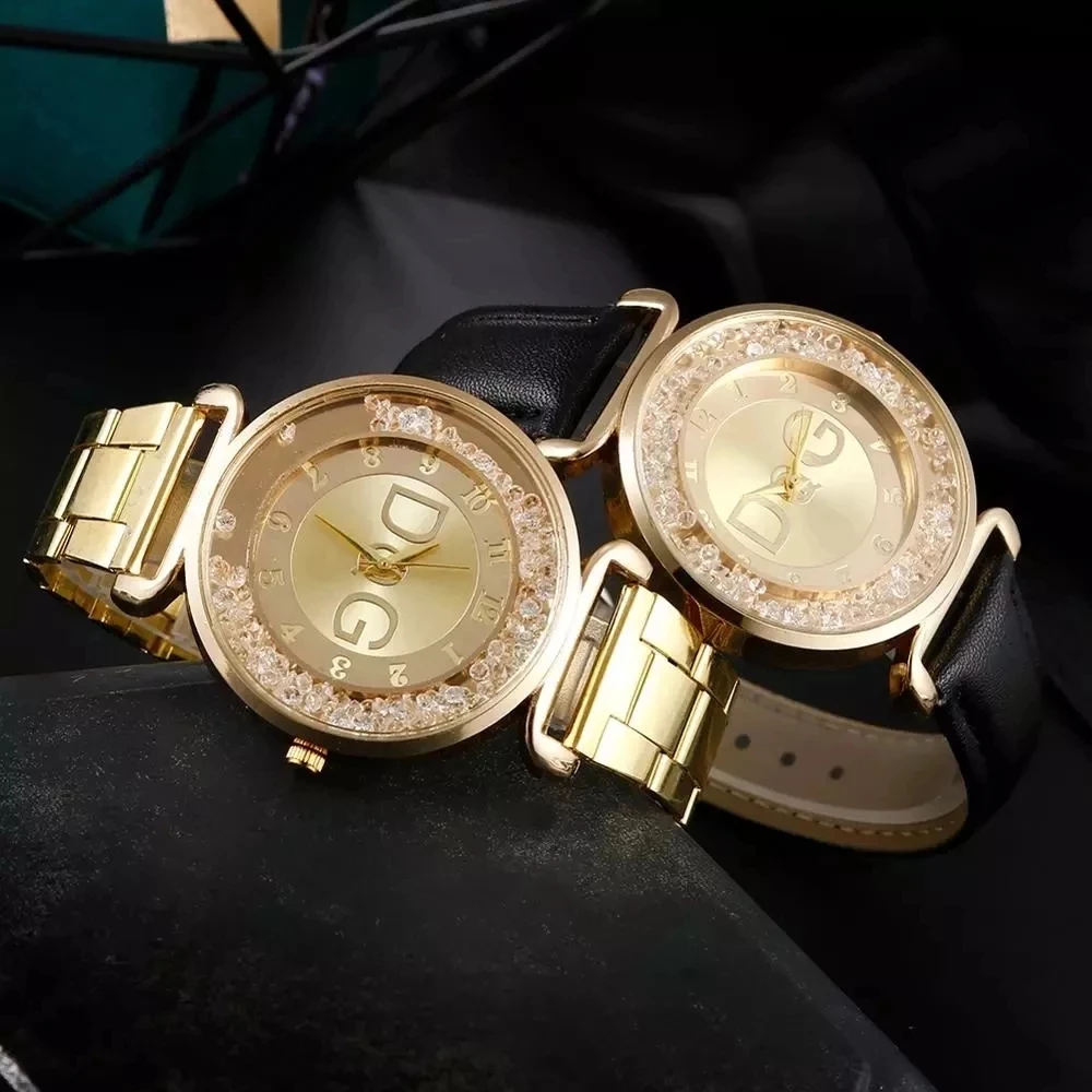 Reloj Mujer Luxury DQG Ladies Watch Waterproof Black Leather Diamond Arabic Digital Quartz Watches Relogio Feminino Girl Gift