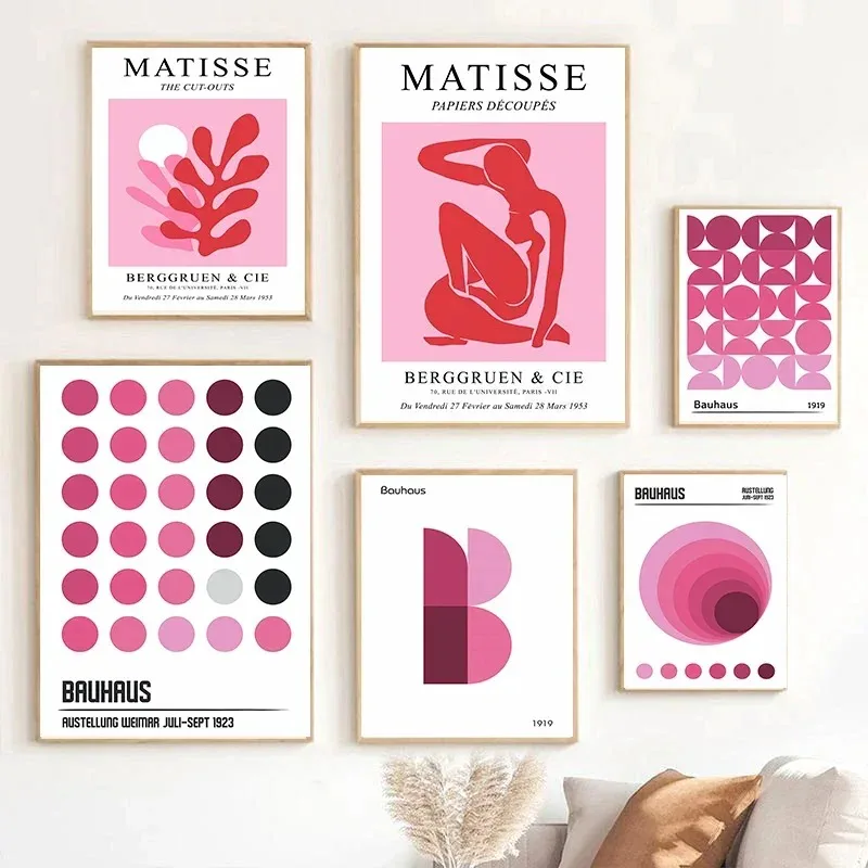 Абстрактная линия роза Баухаус Матисс холст с принтом без рамы классический