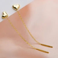 2022 trend korean long wire tassel thread chain star heart beads pendants dangle drop earrings straight hanging earings
