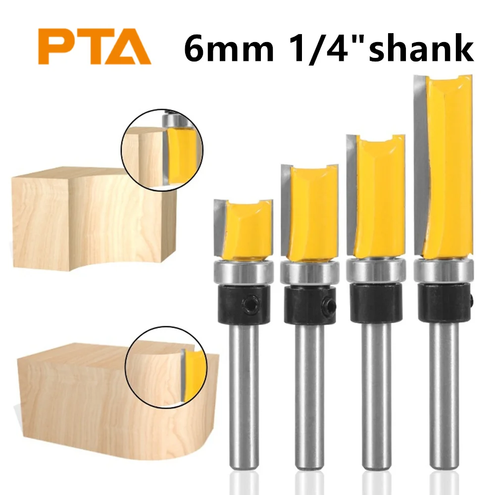 

6mm 6.35mm Shank Template Trim Pattern Bits Cover 12.7MM Router Bit Woodworking Milling Cutter For Flush Trimmer Cleaning Tools