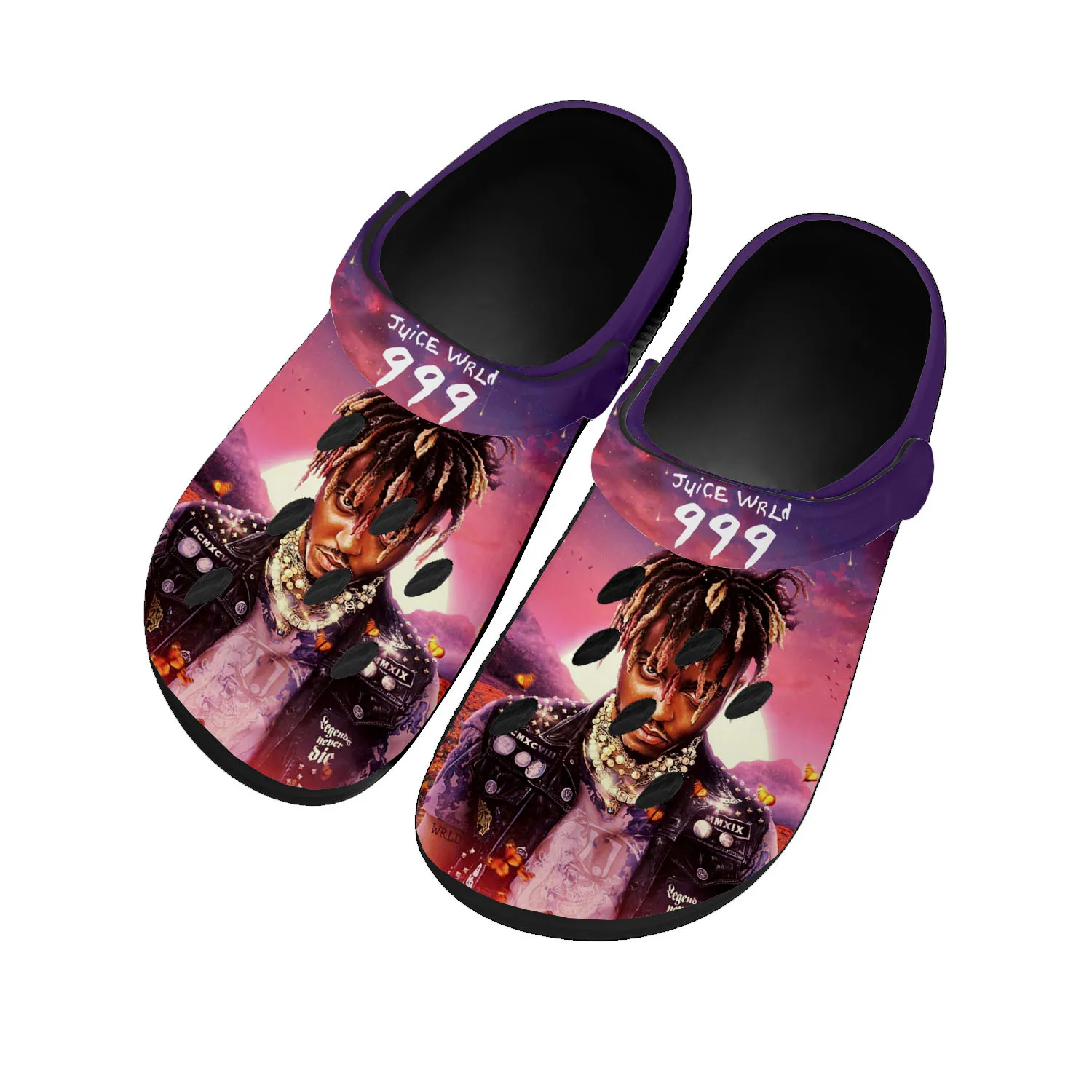 

Wrld 999 Hip Hop Rapper Juice Home Clogs Custom Water Shoes Mens Womens Teenager Shoes Clog Breathable Beach Hole Slippers Black