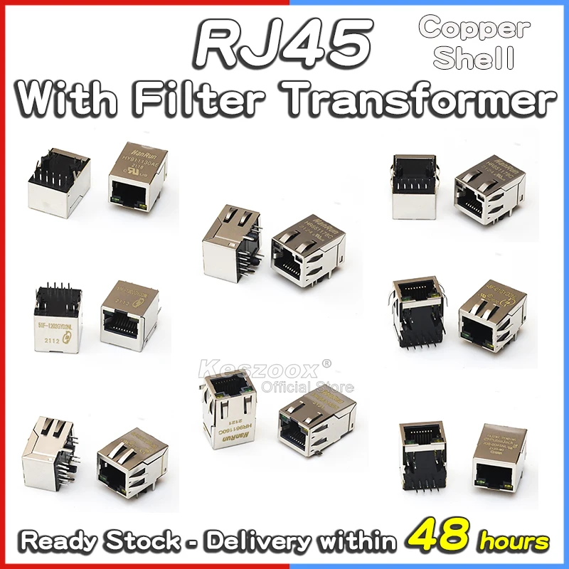 

Tcenofoxy RJ45 With Filter Transformer Fast Ethernet Network Port HR/HY911105A/951180A/911130A/931147C/J0011D21BNL Connector