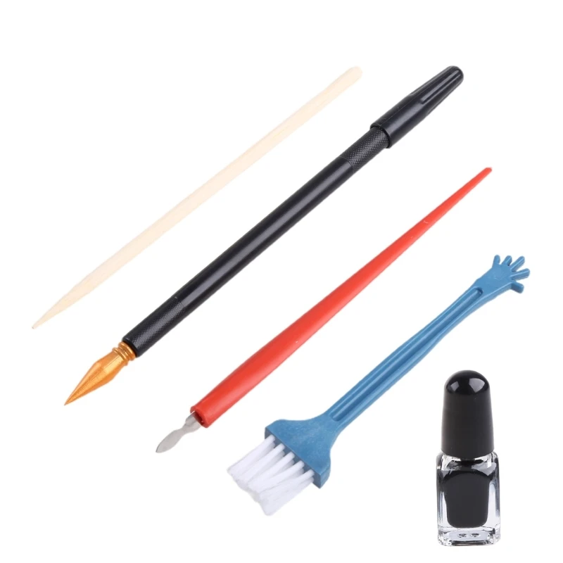 

5PCS Tools Include Scratching Tool Dual-tip Scratch Pen Wood Stylus L21D