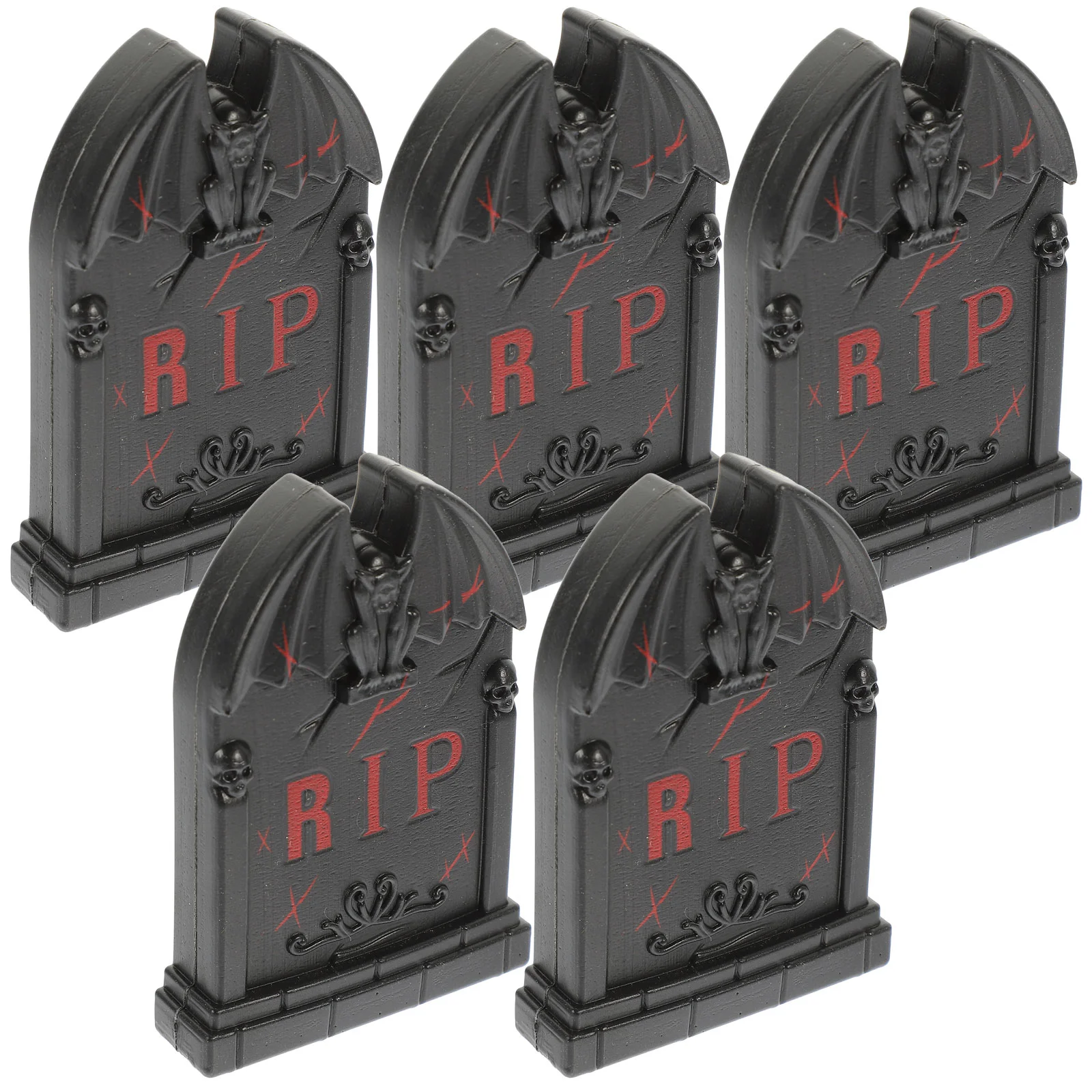 

5 Pcs Tombstone Shape Adornment Plastic Ornaments Tombstones Decor Model Halloween Fake Headstone Craft Decoration