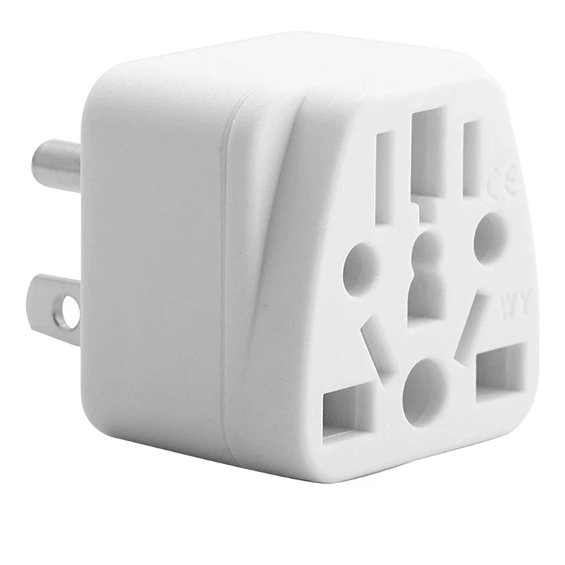 

3X US Travel Plug Adapter EU/UK/AU/In/CN/JP/Asia/Italy/Brazil To USA (Type B), 3 Prong USA Plug, Charger Converter White