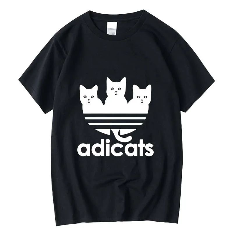 

XIN YI Men's high quality t-shirt 100% cotton funny three kittens print casual o-neck loose men t-shirt summer top and tee shirt