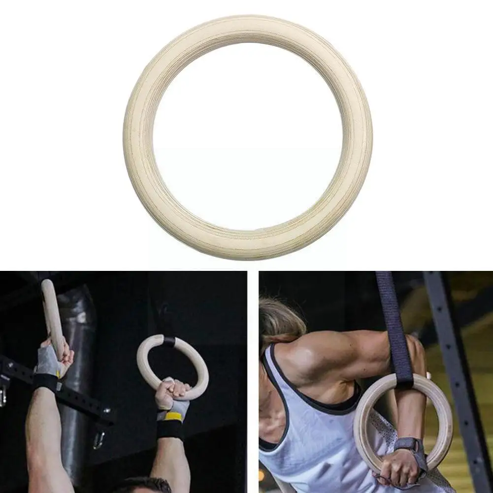 

1pcs Wood Wooden Ring 1.1"portable Crossfit Gymnastics Shoulder Strength Fitness Equipment Rings Home Training O5a0