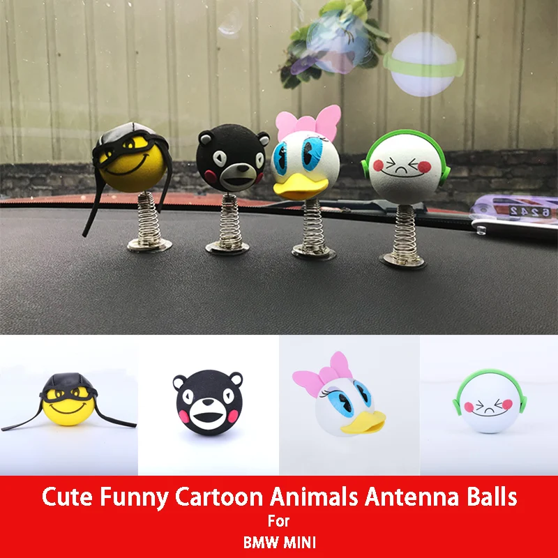 Cute Funny Cartoon Animals Antenna Balls Plush EVA Foam Aerial Toppers Decoration Car Styling Roof Ornament For BMW MINI