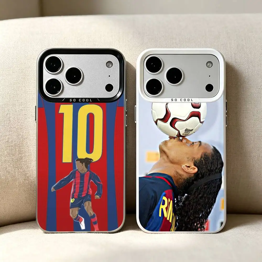 Фото Чехол для телефона Ronaldinho Football 10 для iPhone 17/12/13/11/14/15/16 Pro Max Plus, цветной серебристый, защитный чехол. №1