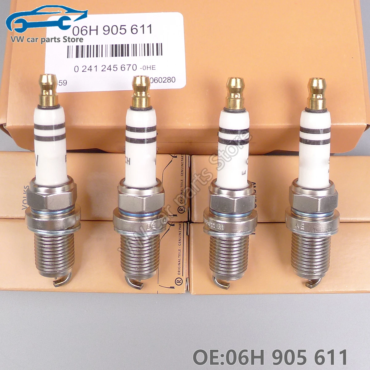 

4 шт. Свеча зажигания системы зажигания 06H905611 для VW Golf Jetta Passat Tiguan Eos AUDI A4 A5 A6 Q3 Q5 TT R8 Skoda Seat Leon