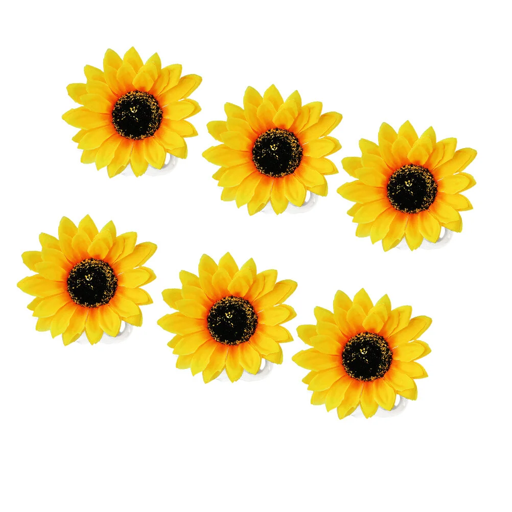 

6Pcs Sunflower Hair Clip Metal Alligator Clips Wedding Bridal Flower Barrettes for