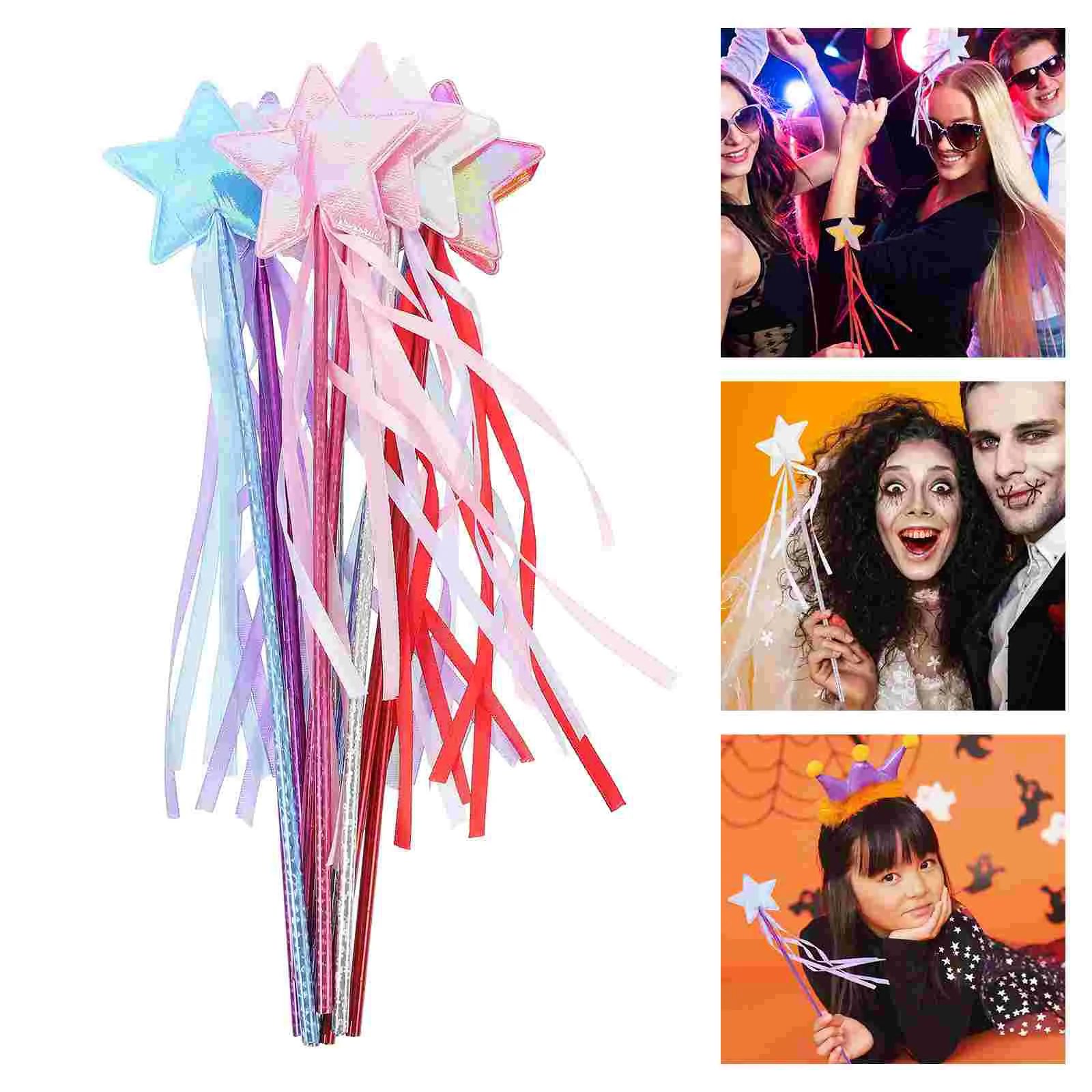 

Wand Fairygirls Wandsparty Kids Prop Performance Costume Ribbon Pretend Play Child Clothing Decorstar Stick Pointed Five Pretty