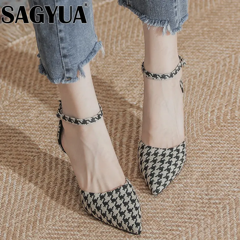 

Spring New Women Mature Buckle Pointed Toe Shoes Dress Pumps Office Lady Fashion High Heels Designer Ladies Zapatillas 2023
