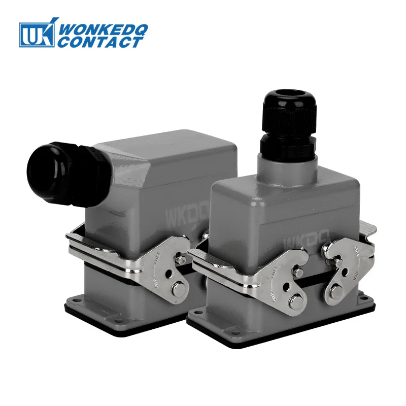 

Heavy Duty Power Connectors HDC HE 10 Inserts 500V 16A Contact Screw Crimp Industrial Rectangular Hood Top/Side Entry HDC-HE-010