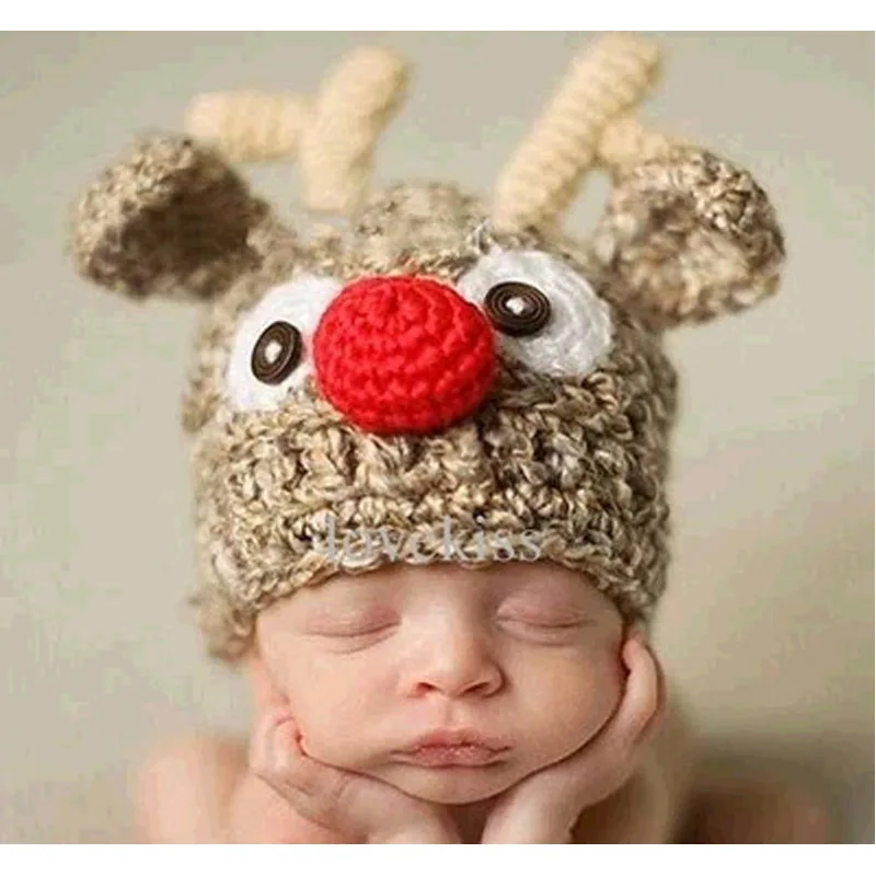 0-12 Month Baby Pullover Cap Cute Cartoon Wool Knitted Warm Caps Newborn Photography Props  Beanie Baby Turban  Bucket Hat