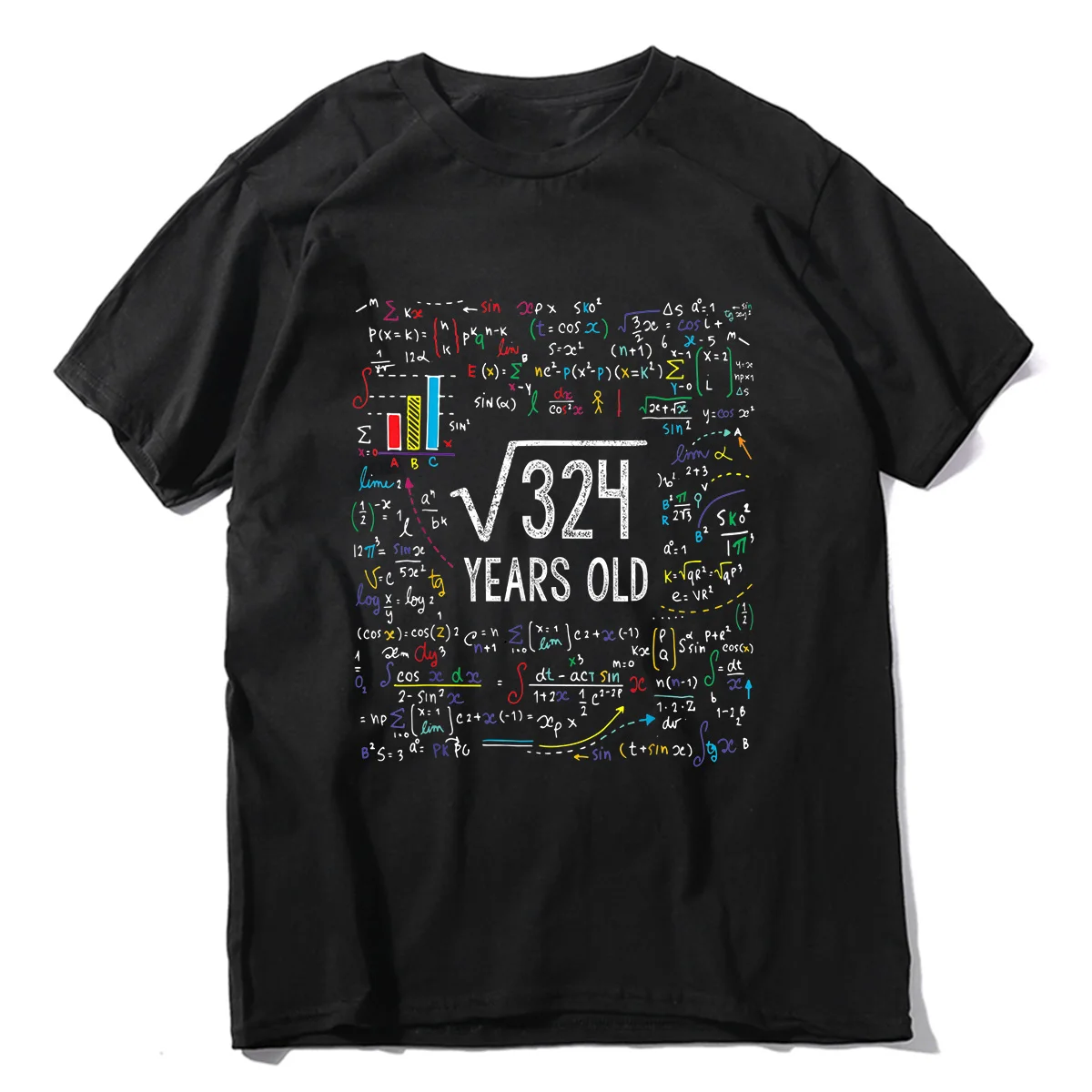 Unisex 100% Cotton Square Root Of 324 18th Birthday 18 Year Old Gifts Math Bday T-Shirt Men Clothing Tee Streetwear Casual Tops