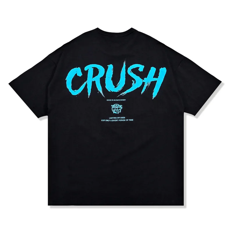 

KAZUE-Summer street print short-sleeved t-shirt men and women tide brand hip-hop street loose couple half-sleeve