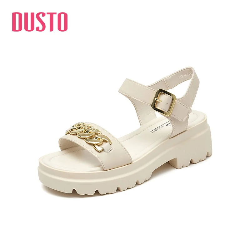

DUSTO 2022 summer new leisure middle heel sports sandals hook&loop chain increased thick soled sandals women's shoes