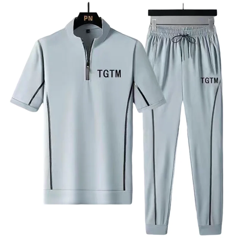 

Men's Sets Summer Tracksuit Thin T-shirts and Pants Keep Cool Men Clothing
