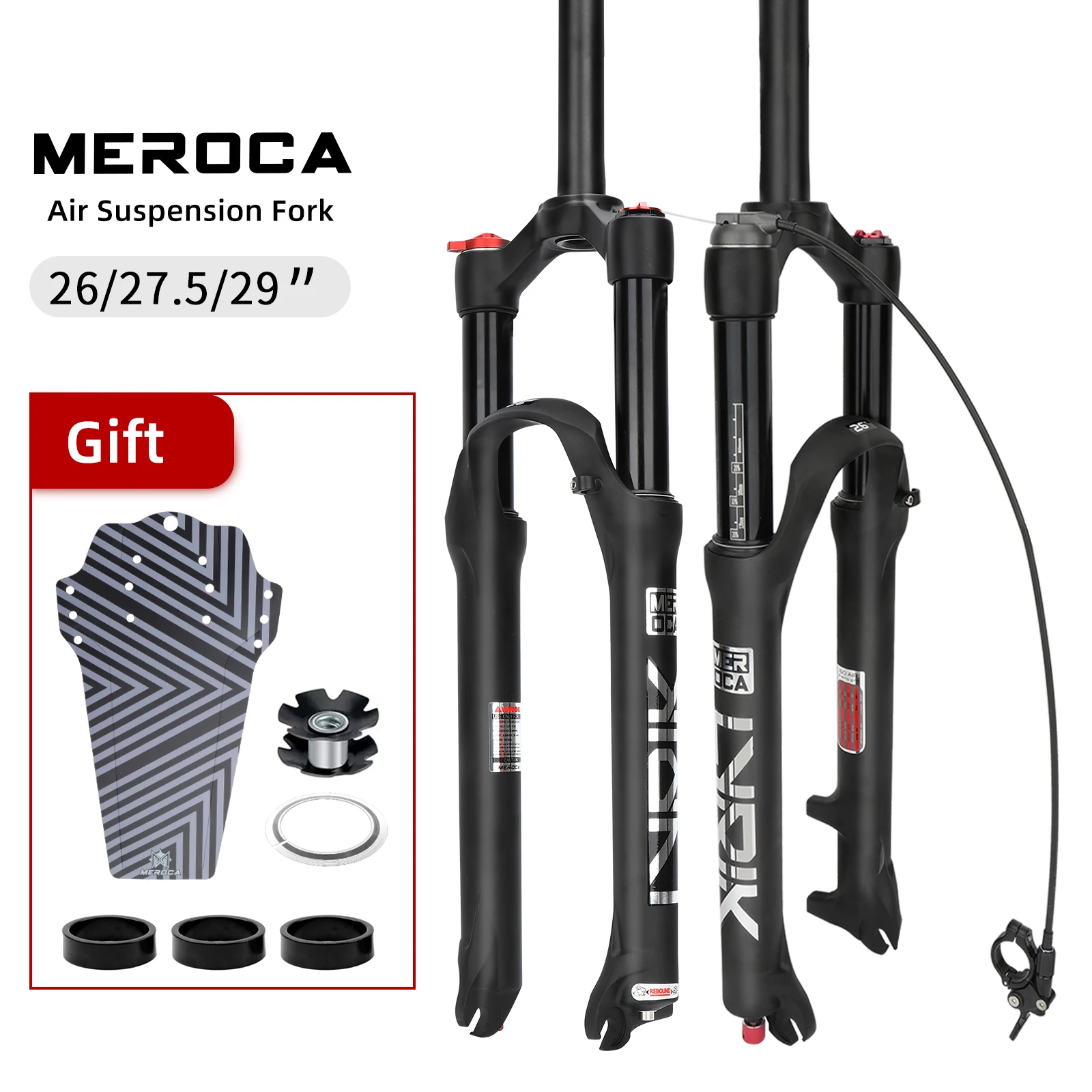 Meroca Mountain Bike Front Fork 26 "27.5er 29 Inch Air Shock Absorber Damping Adjustment Wire Control Lock Bicycle Front Fork