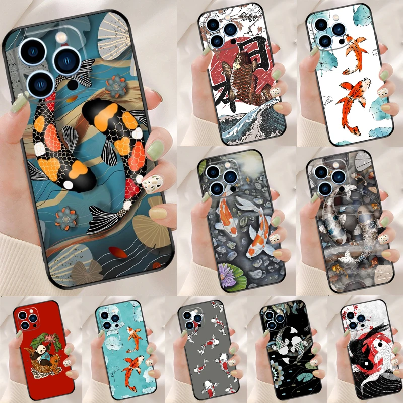 Чехол Koi Carp Fish Инь Ян для iPhone 16e 16 15 Pro Max 11 12 13 Mini 14 Plus XR Задняя крышка телефона