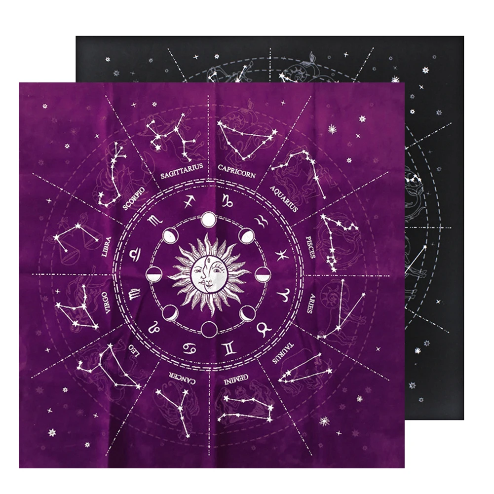 

Tarots Tablecloth Triple Moon Pentagrams Pagan Altar Cloth Flannel Tarots Cloth Divination Astrology Board Game for Board Games