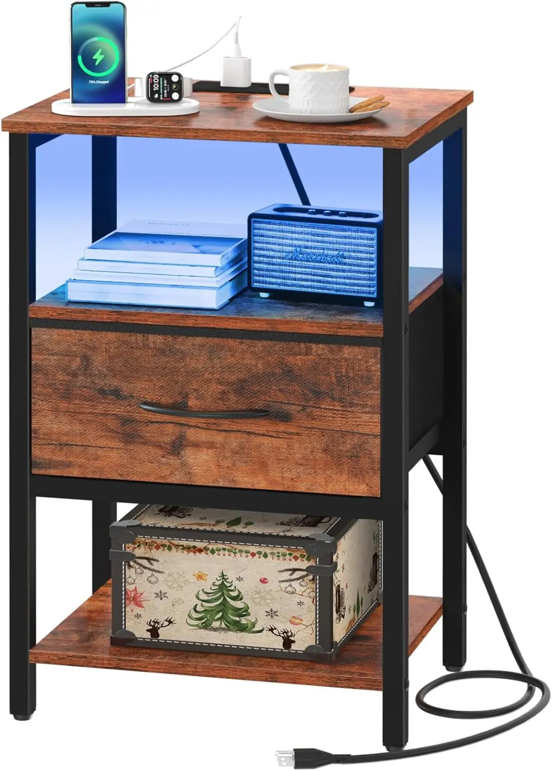 Боковой столик с отделением для хранения вертикальная Ночная подставка зарядной