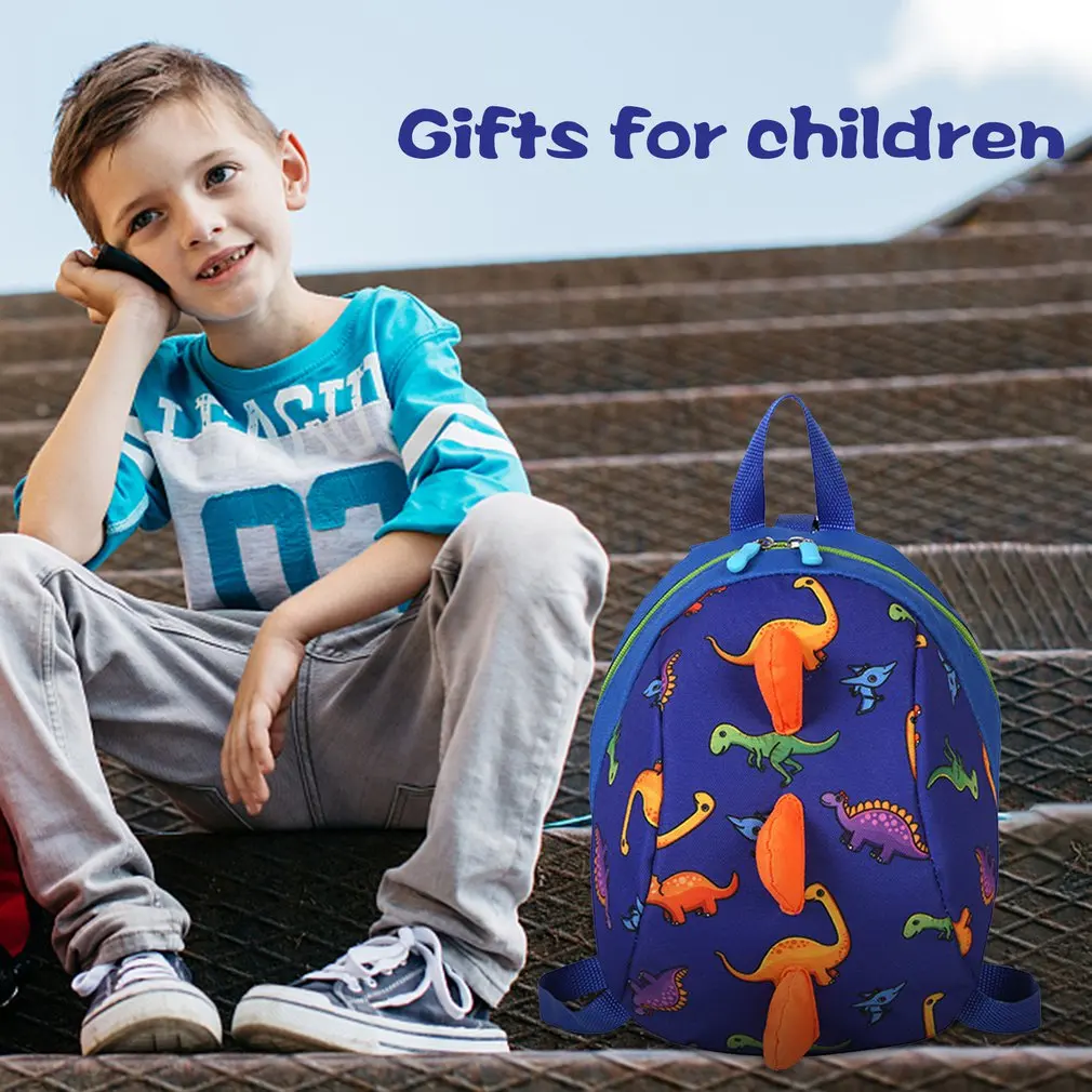 Детский рюкзак с милым принтом мультяшный динозавр Акула защита от потери для