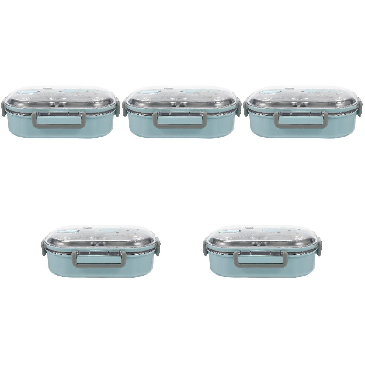 

5pcs Multi-function Bento Box Stainless Steel 2-gird Bento Box Student