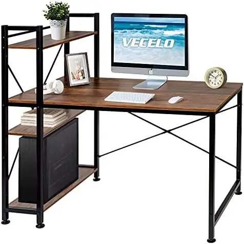

Ящики/полки с хранилищем для кабинета/письменного стола и домашней офисной рабочей станции, 47-дюймовый стол, винтажный коричневый