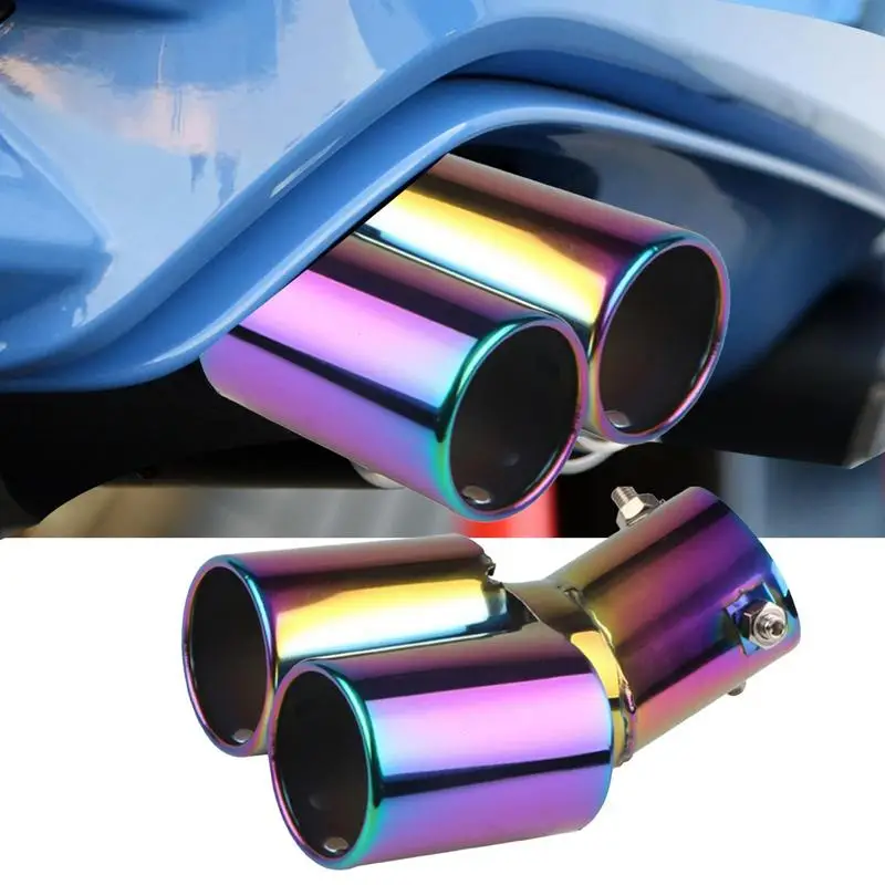 

Universal Exhaust Pipe Tail Muffler Double-Barrel Rear Exhaust Stainless Steel Exquisite Tailpipe Modification Tool Accessories