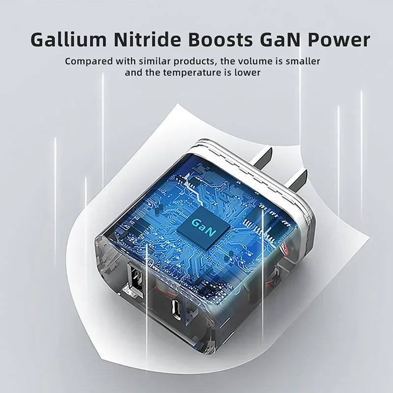 2 в 1 порт 30 Вт Зарядное устройство из нитрида галлия разъем USB PD Type-C кабель для