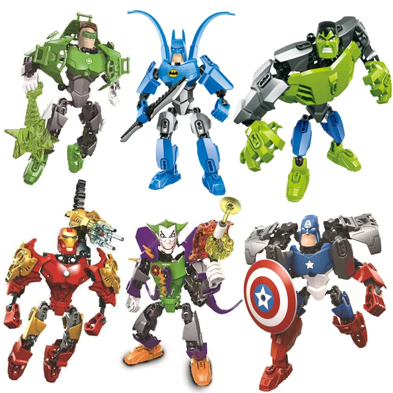 

Avengers Superhero Iron Man The Joker Captain America Green Lantern Hulk Figures Building Blocks Classic Movie Model Bricks Toys