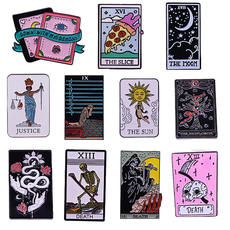 Женская Брошь в виде Луны солнца справедливости тарота смерти Готическая