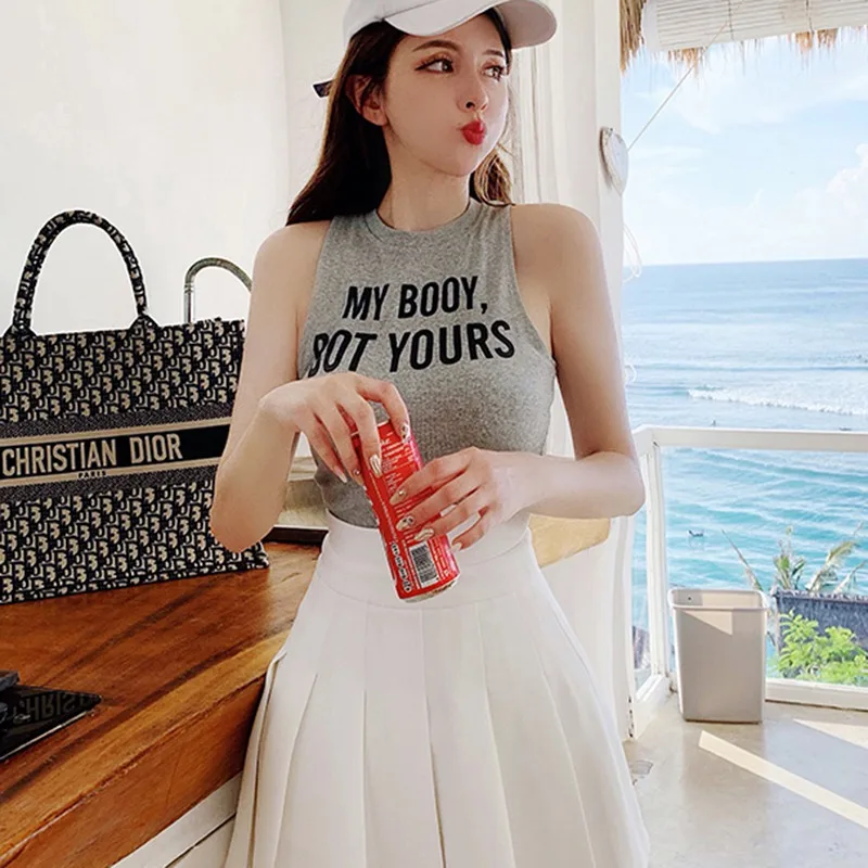 Летний женский укороченный топ с буквенным принтом женские сексуальные