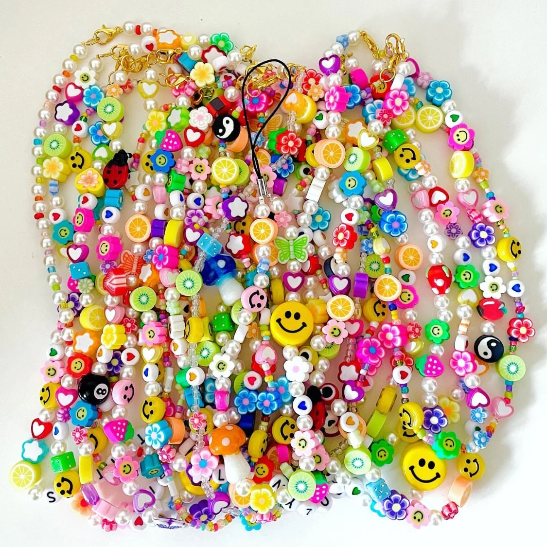

Punki 2022 Новинка Весенняя мода Смайлик Сердце цветок бусины искусственная цепь милые женские летние украшения для путешествий подарки