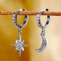 2022 new arrival trendy star moon earrings for women anniversary gift jewelry wholesale e7575