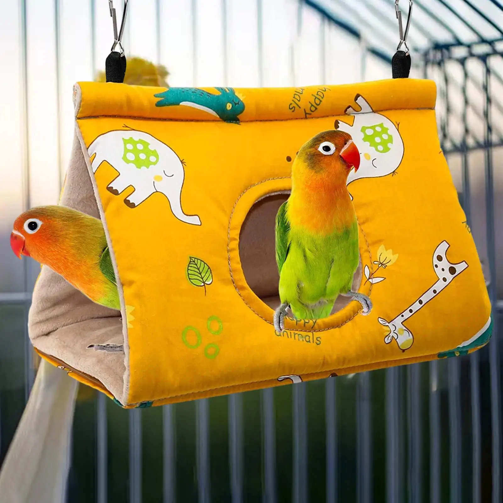 Peony Parrot Hammock Bird Nest Winter Warm Bird Nest House Plush Birds Hideaway Sleeping Bed for Parakeet Cockatiels